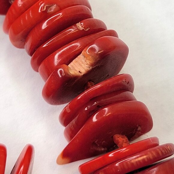 Womens Red Coral Necklace  Disc Beaded Necklace - Picture 8 of 16